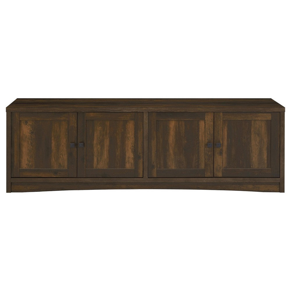Benjara Donna TV Stand Media Cabinet with 4 Doors, Dark Brown Melamine 78 Inch
