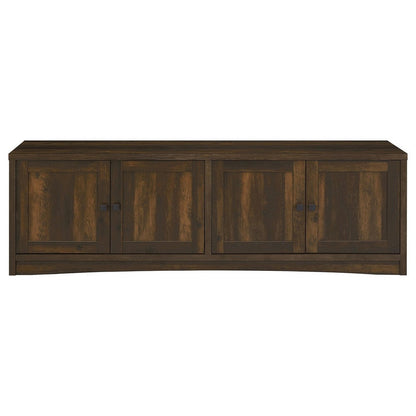 Benjara Donna TV Stand Media Cabinet with 4 Doors, Dark Brown Melamine 78 Inch