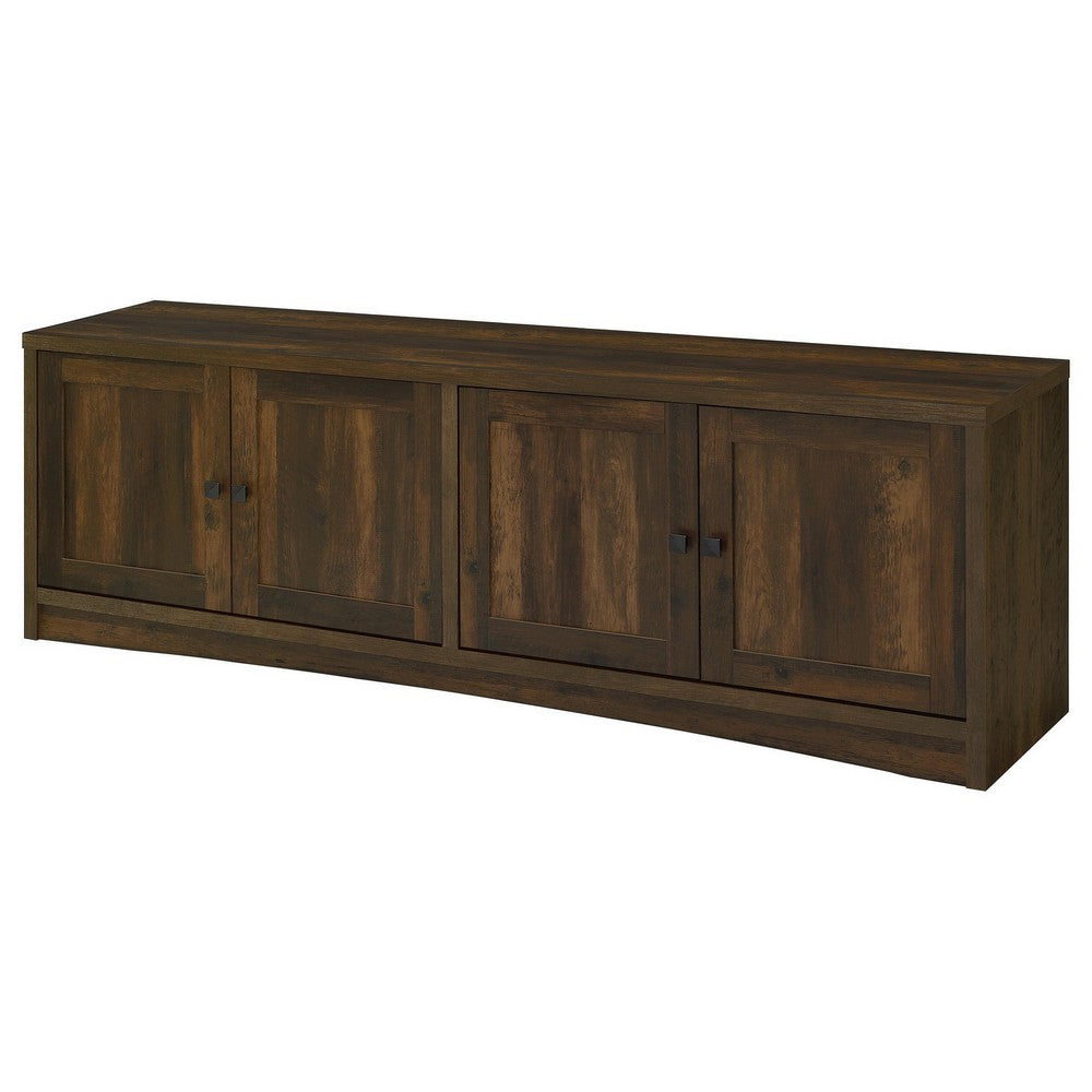 Benjara Donna TV Stand Media Cabinet with 4 Doors, Dark Brown Melamine 78 Inch