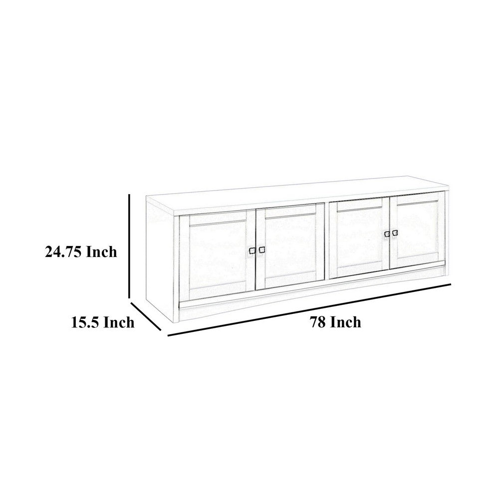 Benjara Donna TV Stand Media Cabinet with 4 Doors, Dark Brown Melamine 78 Inch