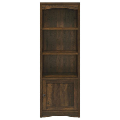 Benjara Donna Media Tower Pier Cabinet, Adjustable Shelves, Brown Wood 71 Inch