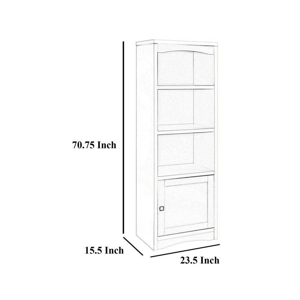 Benjara Donna Media Tower Pier Cabinet, Adjustable Shelves, Brown Wood 71 Inch
