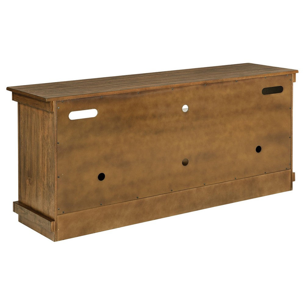 Benjara Ayne TV Stand Media Cabinet, 2 Doors And 4 Shelves, Brown Wood 60 Inch