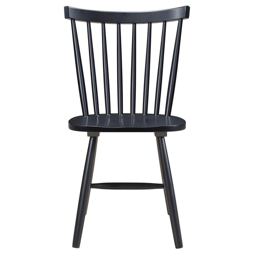Benjara Halie Dining Side Chair Set of 2, Spindle Back, Black Asian Hardwood