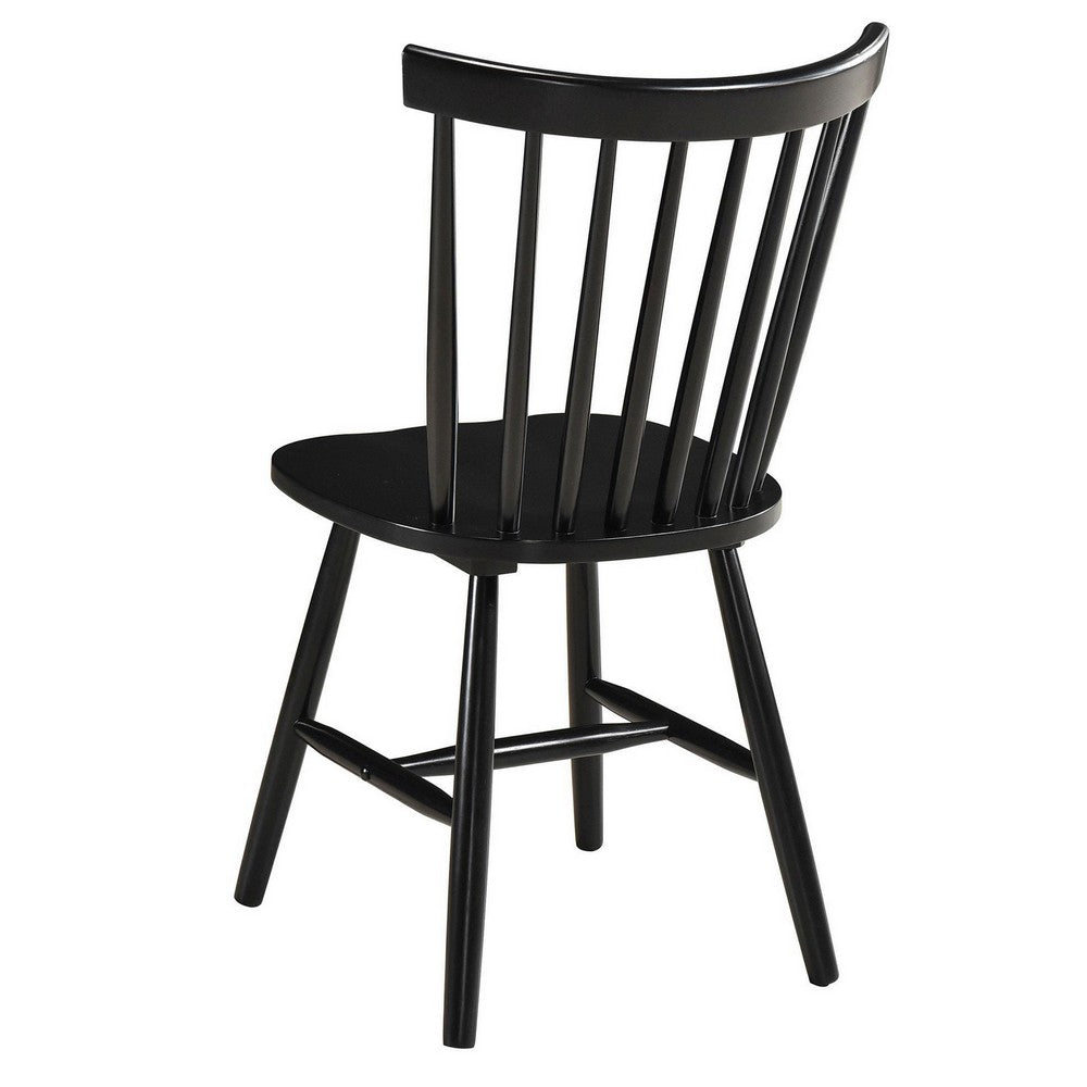 Benjara Halie Dining Side Chair Set of 2, Spindle Back, Black Asian Hardwood