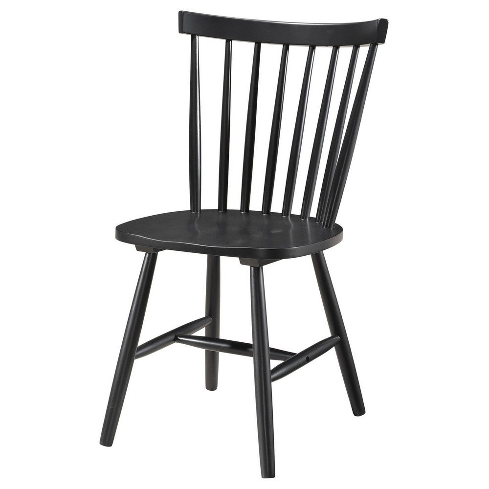 Benjara Halie Dining Side Chair Set of 2, Spindle Back, Black Asian Hardwood