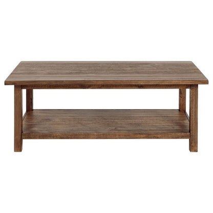 Benjara Ayne Coffee Table, 1 Shelf, Distressed Brown Wood Frame, 47 Inch
