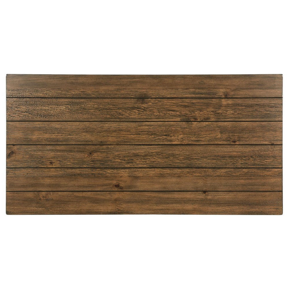 Benjara Ayne Coffee Table, 1 Shelf, Distressed Brown Wood Frame, 47 Inch