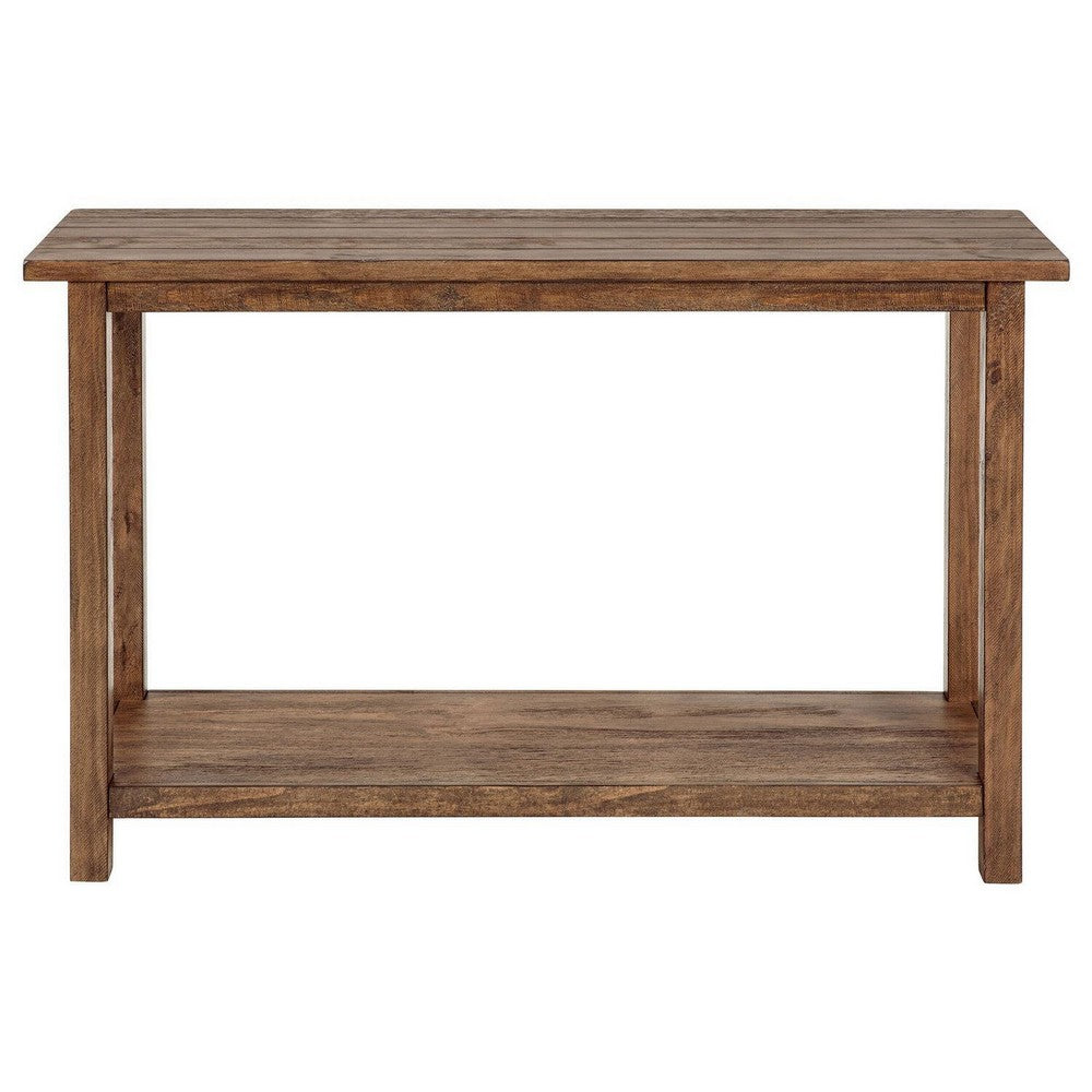 Benjara Ayne Console Table, 1 Shelf, Distressed Brown Wood Frame, 47 Inch