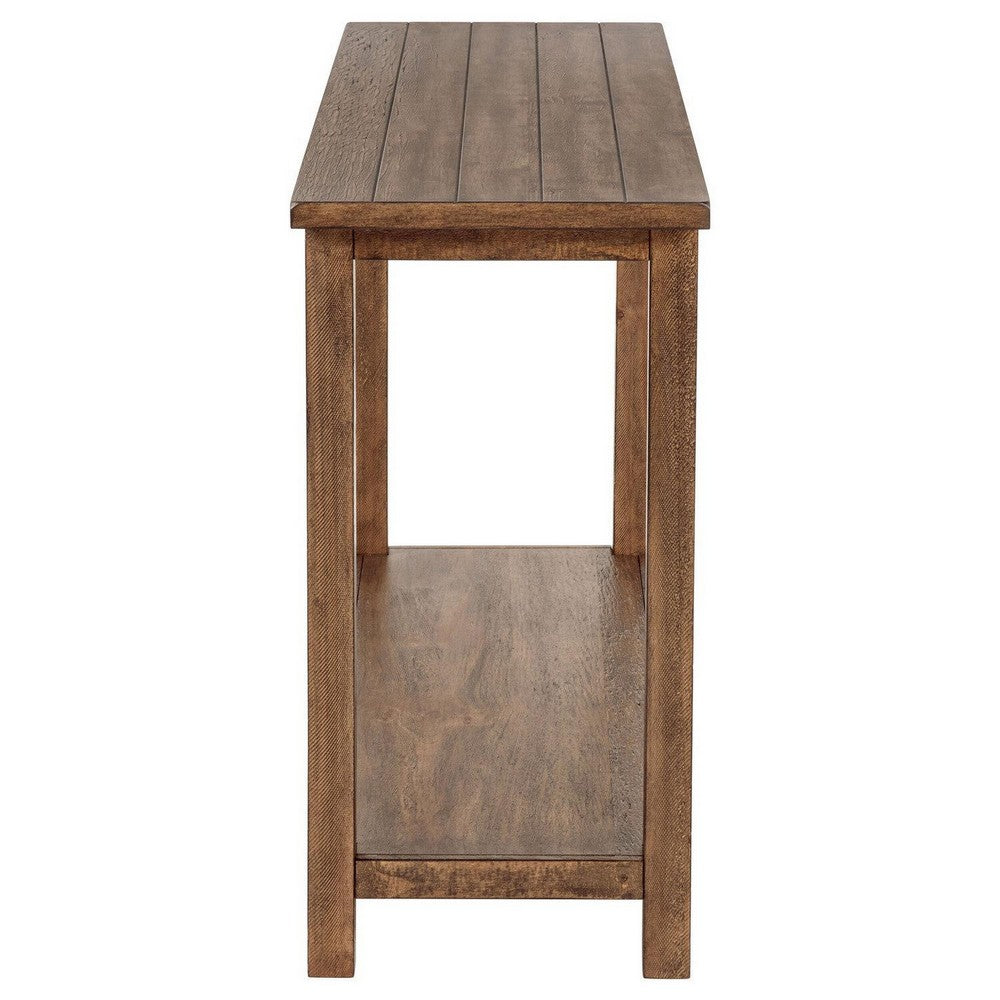 Benjara Ayne Console Table, 1 Shelf, Distressed Brown Wood Frame, 47 Inch