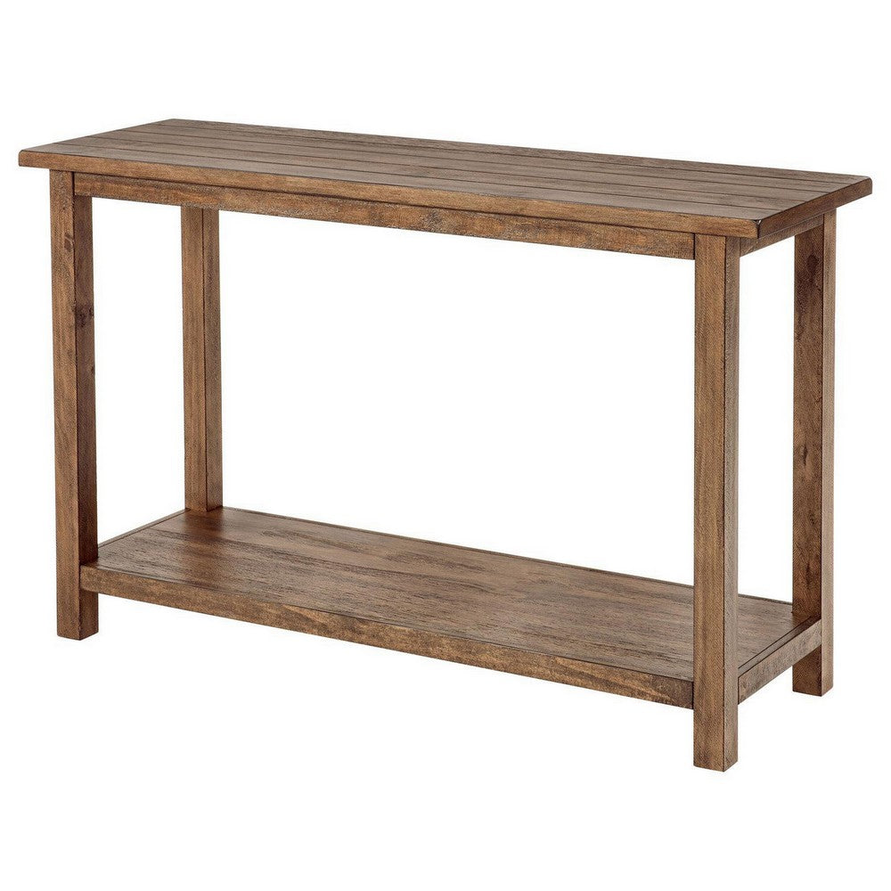 Benjara Ayne Console Table, 1 Shelf, Distressed Brown Wood Frame, 47 Inch