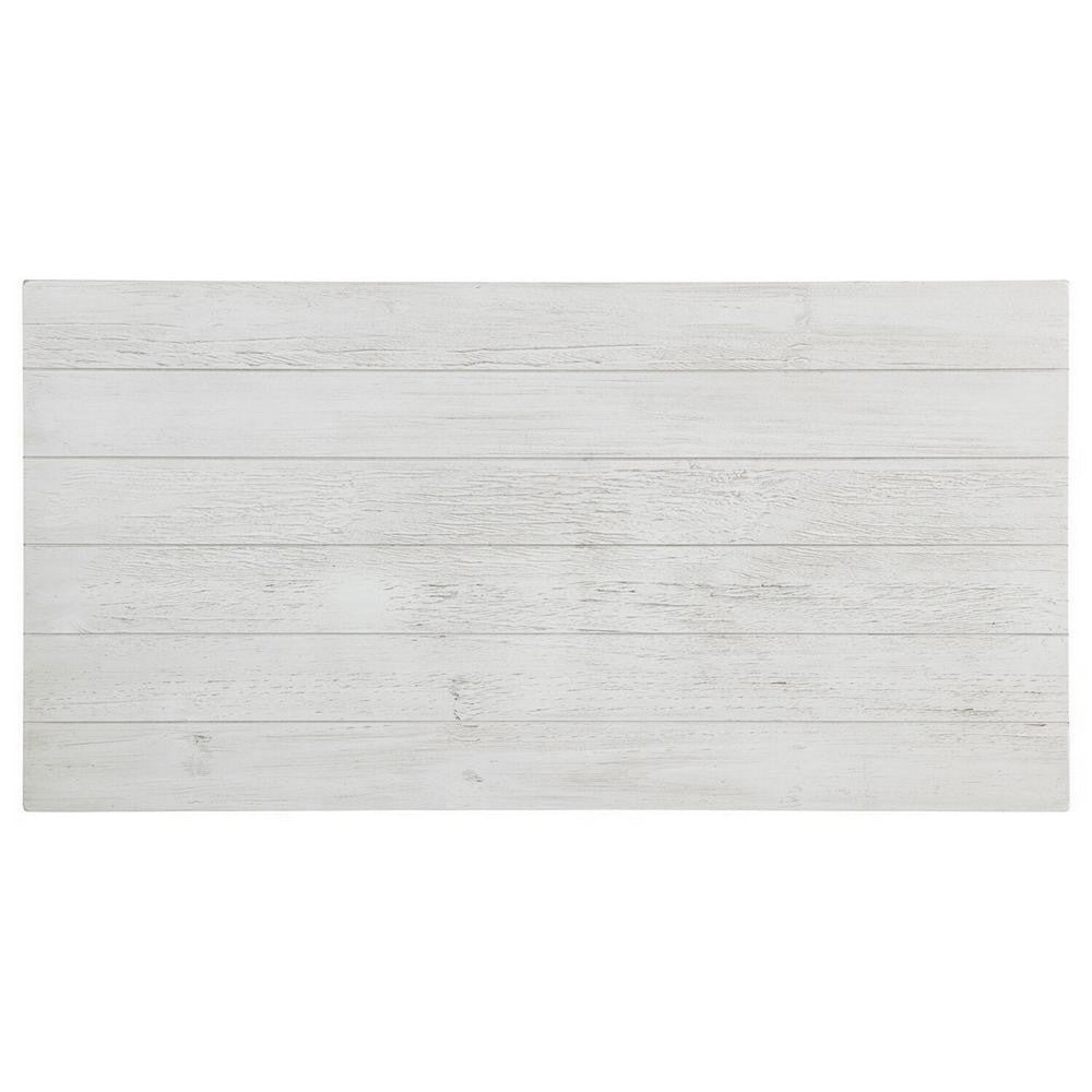 Benjara Ayne Coffee Table, 1 Bottom Shelf, Distressed White Wood, 47 Inch