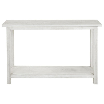 Benjara Ayne Console Table, 1 Bottom Shelf, Distressed White Wood, 47 Inch