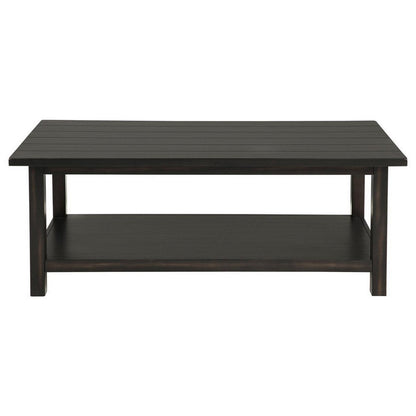 Benjara Ayne Coffee Table, 1 Bottom Shelf, Classic Black Wood Frame, 47 Inch