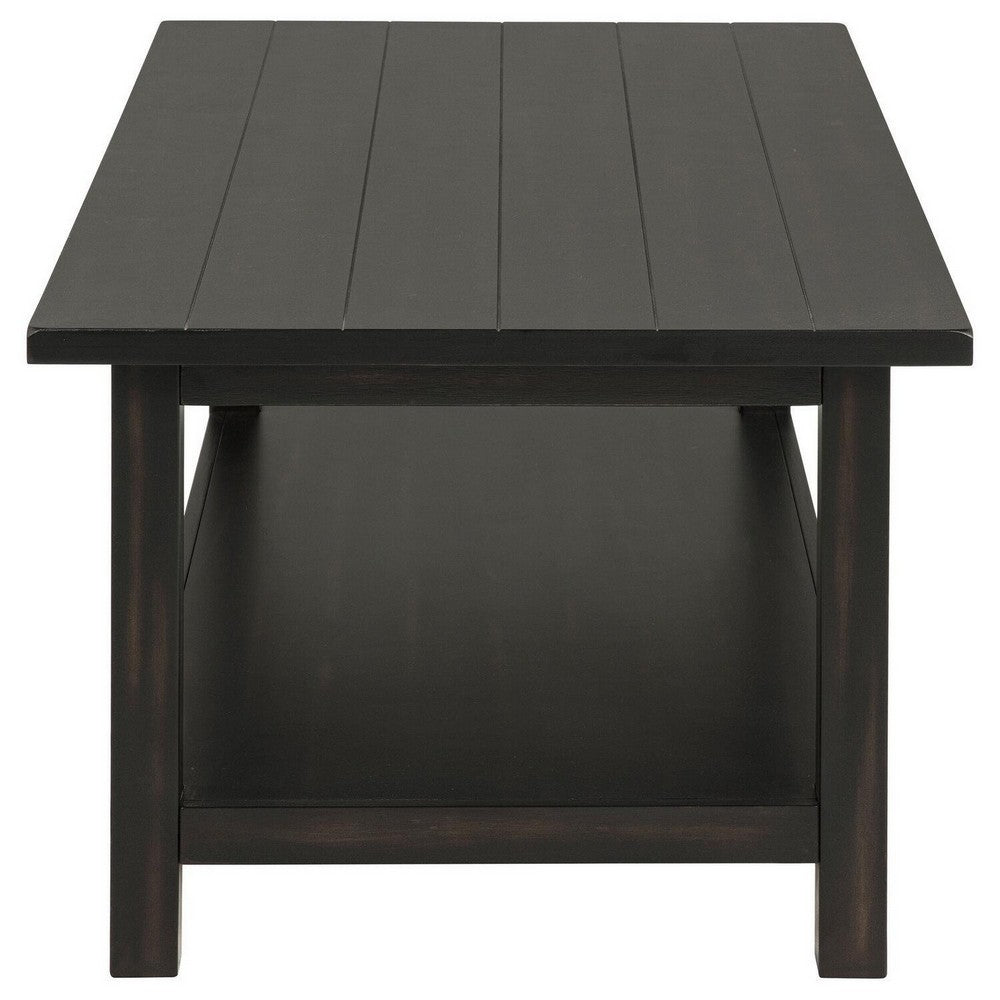 Benjara Ayne Coffee Table, 1 Bottom Shelf, Classic Black Wood Frame, 47 Inch