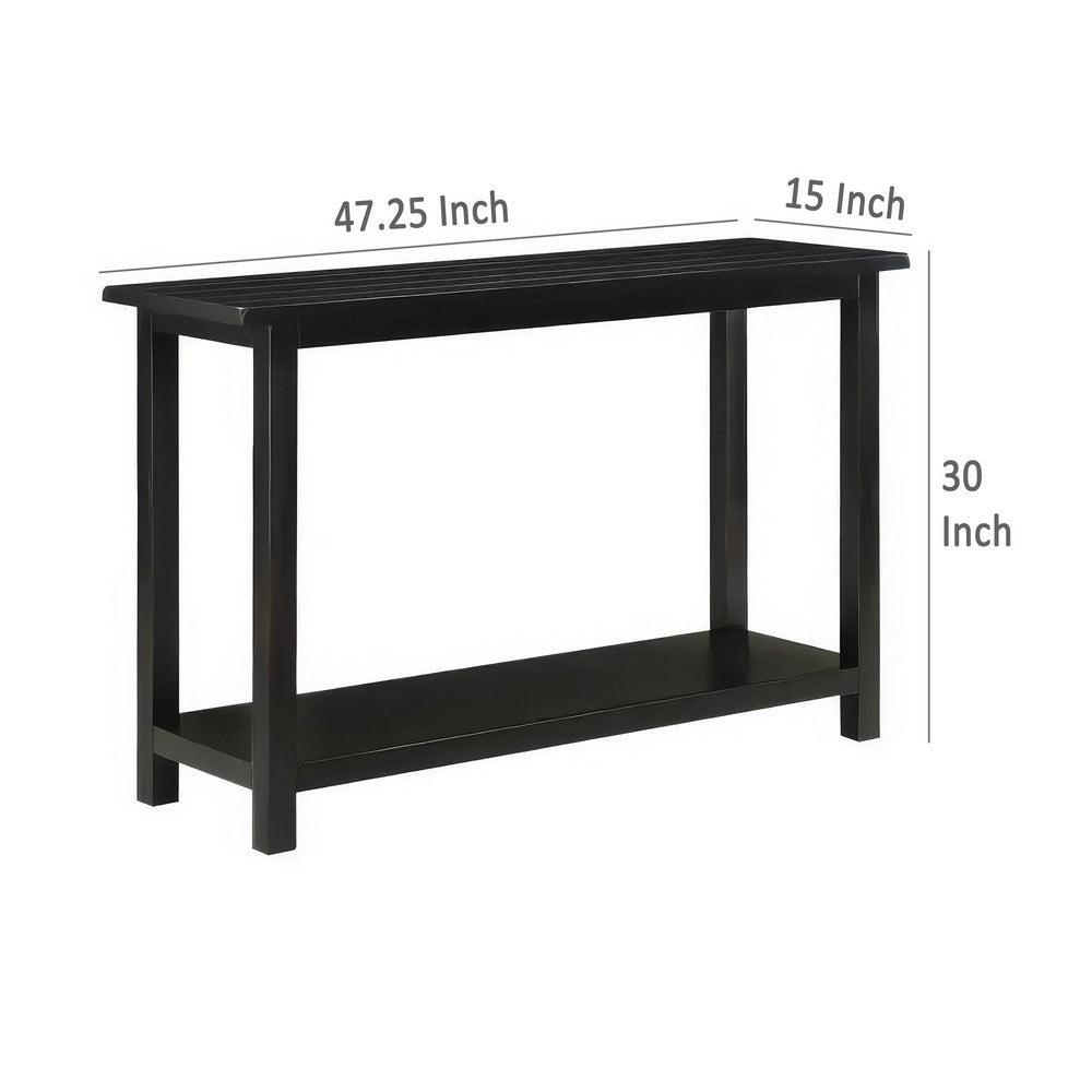 Benjara Ayne Console Table, 1 Bottom Shelf, Classic Black Wood Frame, 47 Inch