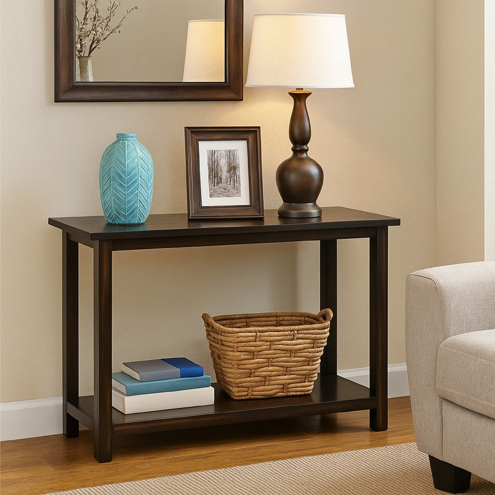 Benjara Ayne Console Table, 1 Bottom Shelf, Classic Black Wood Frame, 47 Inch
