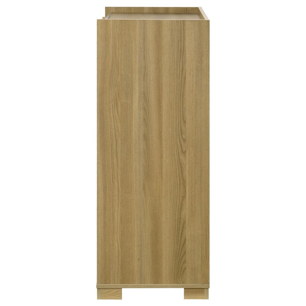 Benjara Hyle Tall Dresser Chest, 4 Drawers, Modern Natural Brown And White