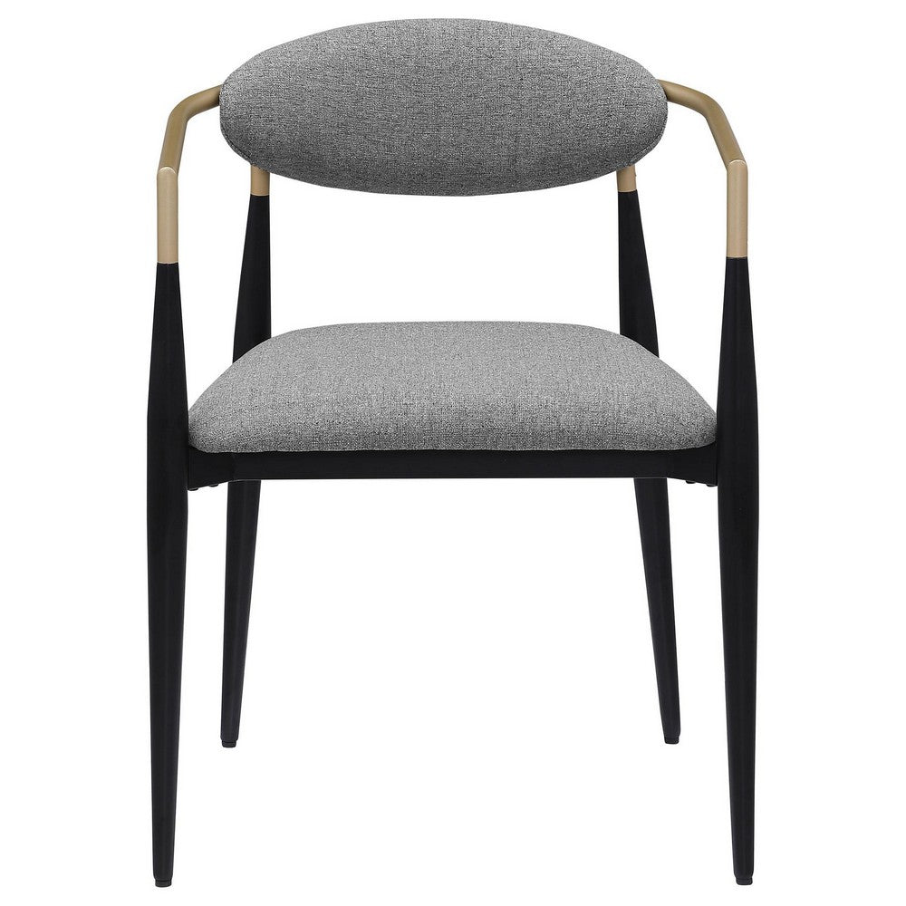 Benjara Exis Dining Armchair Set of 2, Modern Gray Fabric, Sleek Black Metal