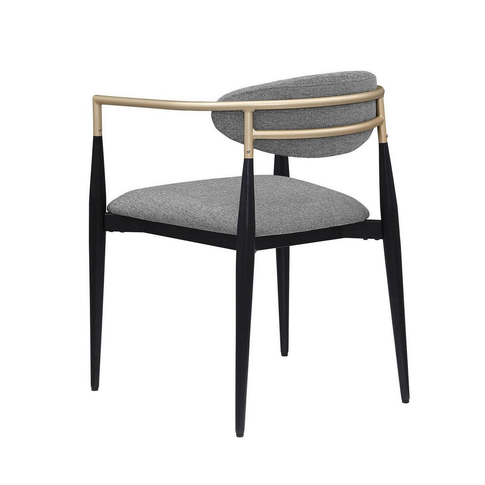 Benjara Exis Dining Armchair Set of 2, Modern Gray Fabric, Sleek Black Metal