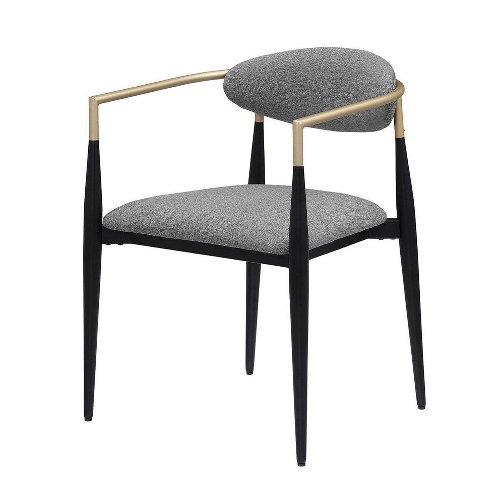 Benjara Exis Dining Armchair Set of 2, Modern Gray Fabric, Sleek Black Metal