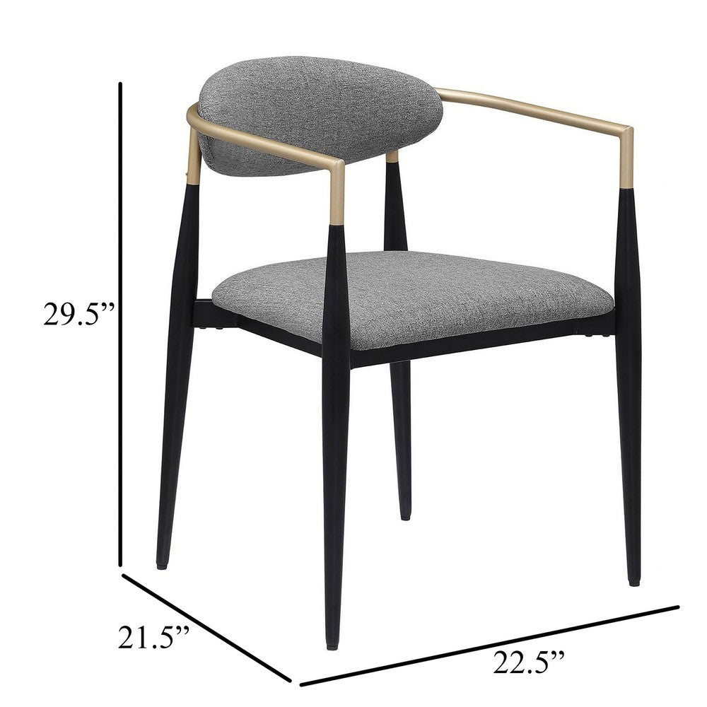 Benjara Exis Dining Armchair Set of 2, Modern Gray Fabric, Sleek Black Metal