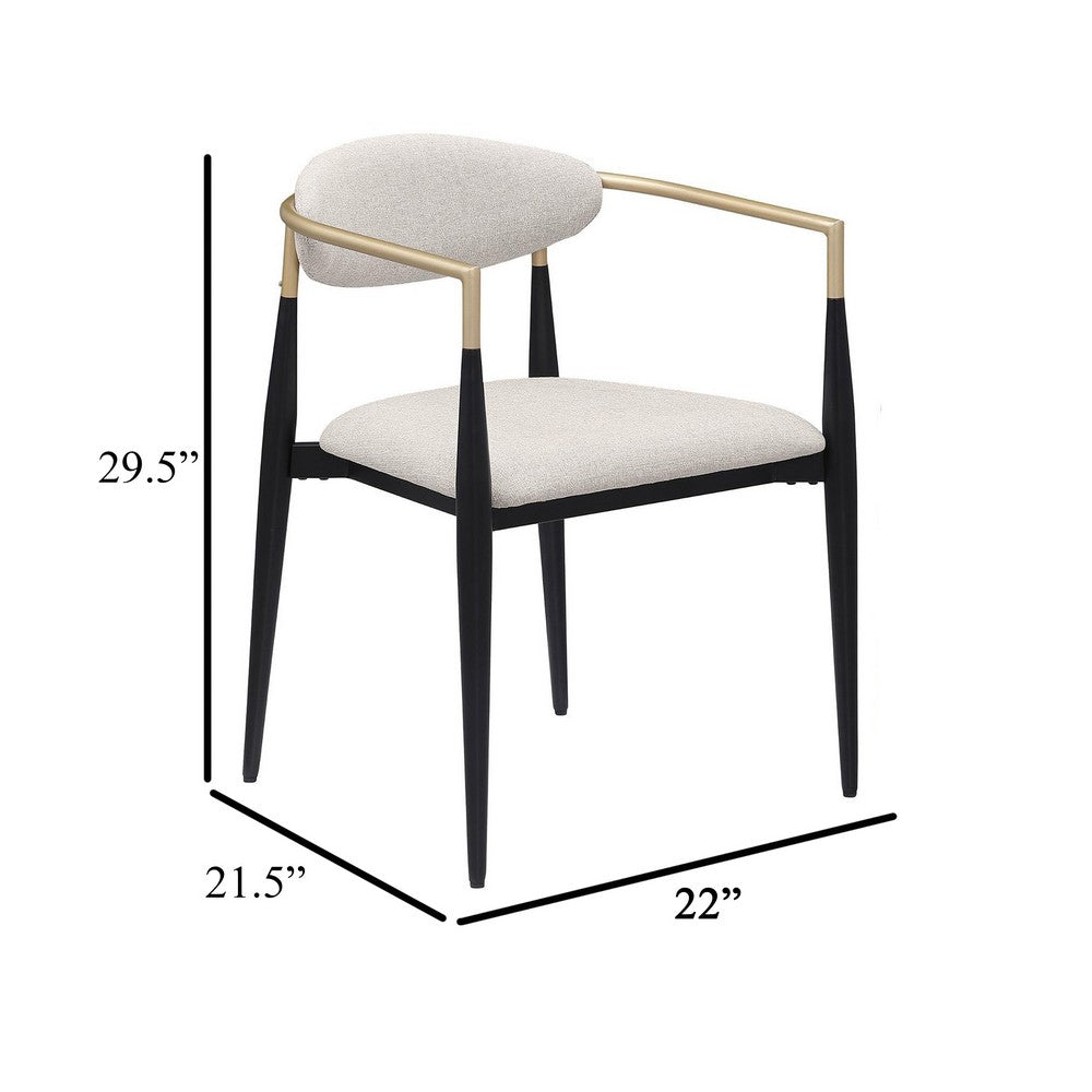 Benjara Exis Dining Armchair Set of 2, Modern Beige Fabric, Sleek Black Metal