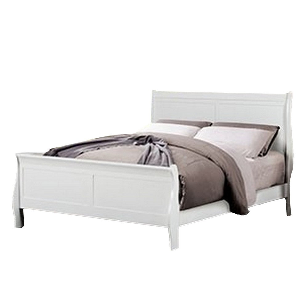 Benjara Ry Three Piece Full Size Bedroom Set, Sleek Modern Transitional Style, White