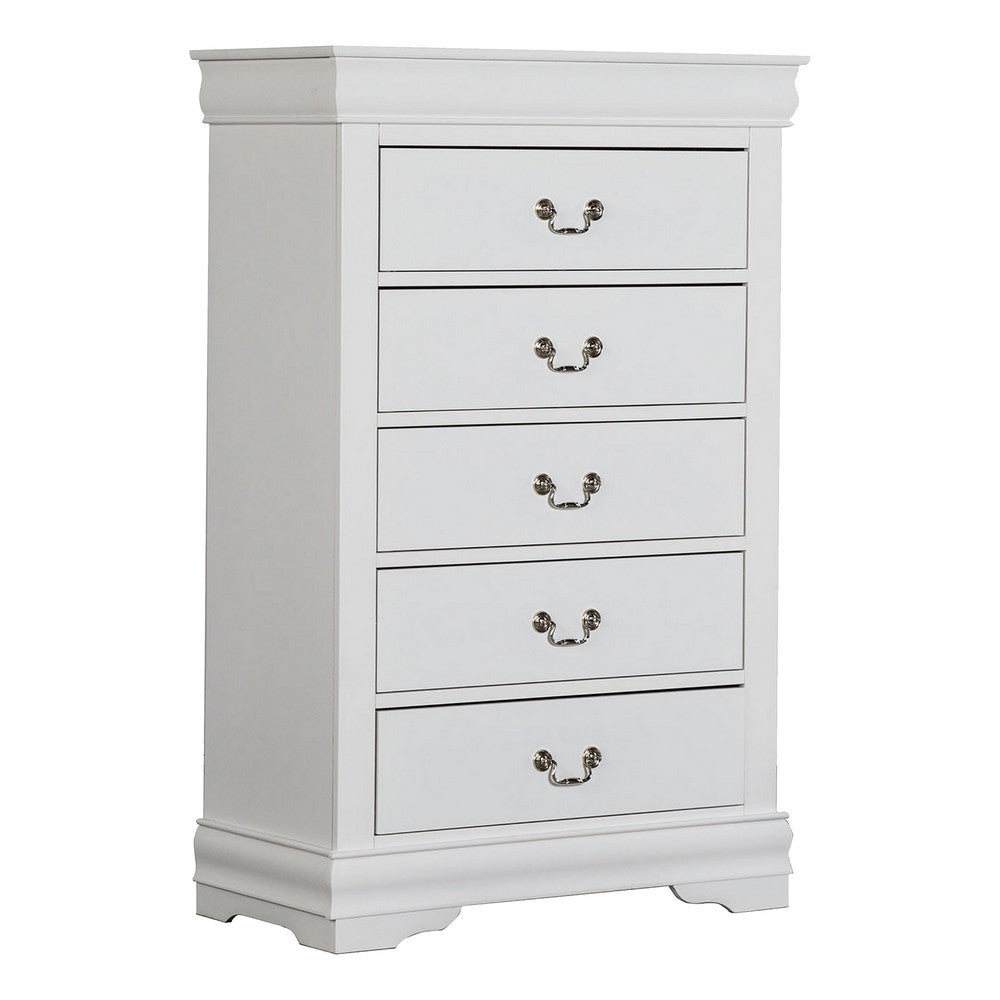 Benjara Ry Three Piece Full Size Bedroom Set, Sleek Modern Transitional Style, White