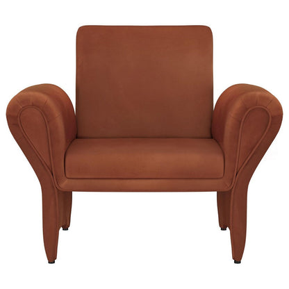 Benjara Lione Accent Armchair, Contemporary Rolled Flared Arms, Rust Brown