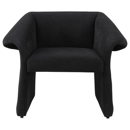 Benjara Allena Accent Chair, Contemporary Sloped Arms, Classic Black Fabric