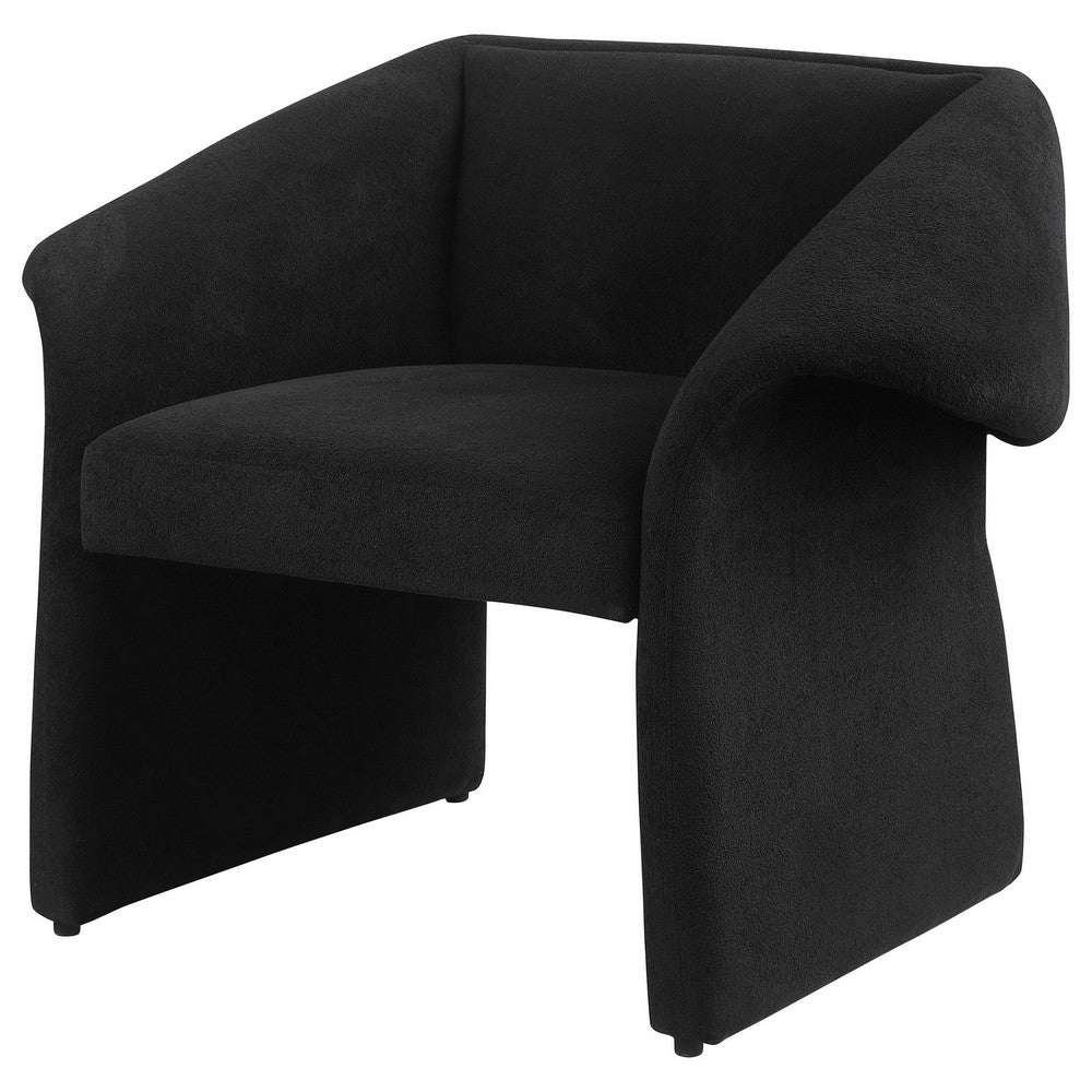 Benjara Allena Accent Chair, Contemporary Sloped Arms, Classic Black Fabric