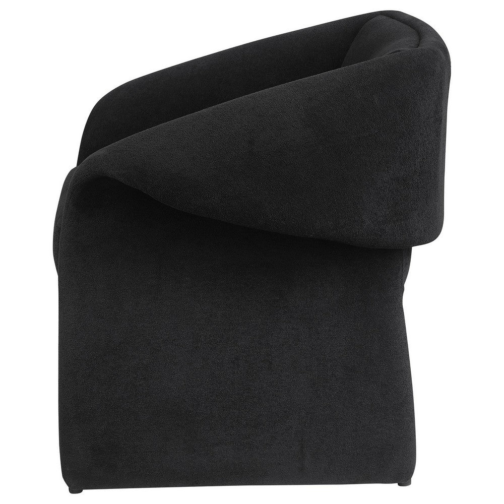Benjara Allena Accent Chair, Contemporary Sloped Arms, Classic Black Fabric