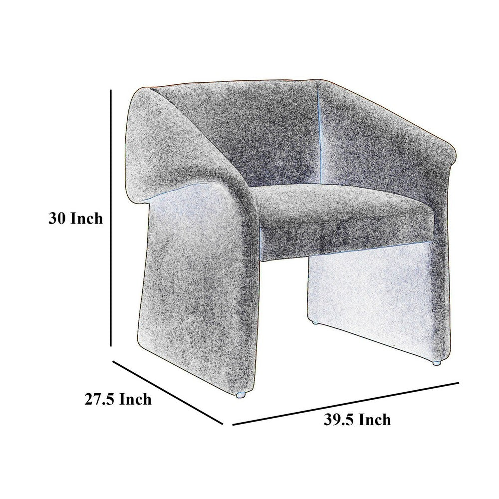 Benjara Allena Accent Chair, Contemporary Sloped Arms, Classic Black Fabric
