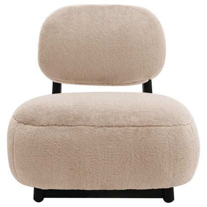 Benjara Diasa Armless Accent Chair, Camel Brown Fabric, Thick Foam Cushions