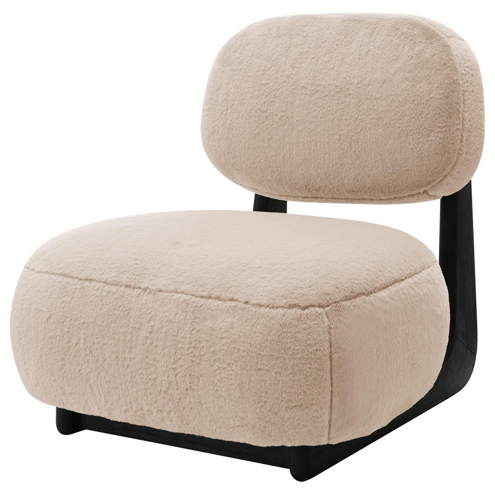 Benjara Diasa Armless Accent Chair, Camel Brown Fabric, Thick Foam Cushions