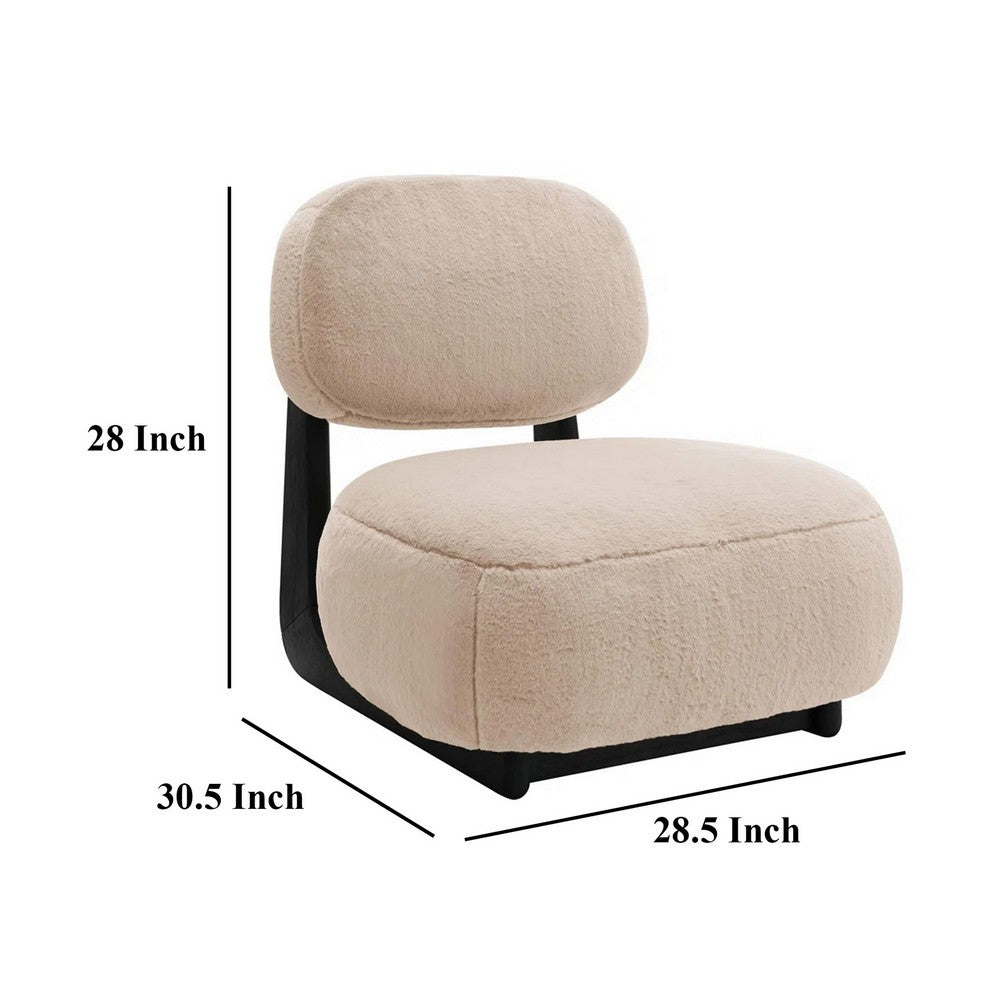 Benjara Diasa Armless Accent Chair, Camel Brown Fabric, Thick Foam Cushions