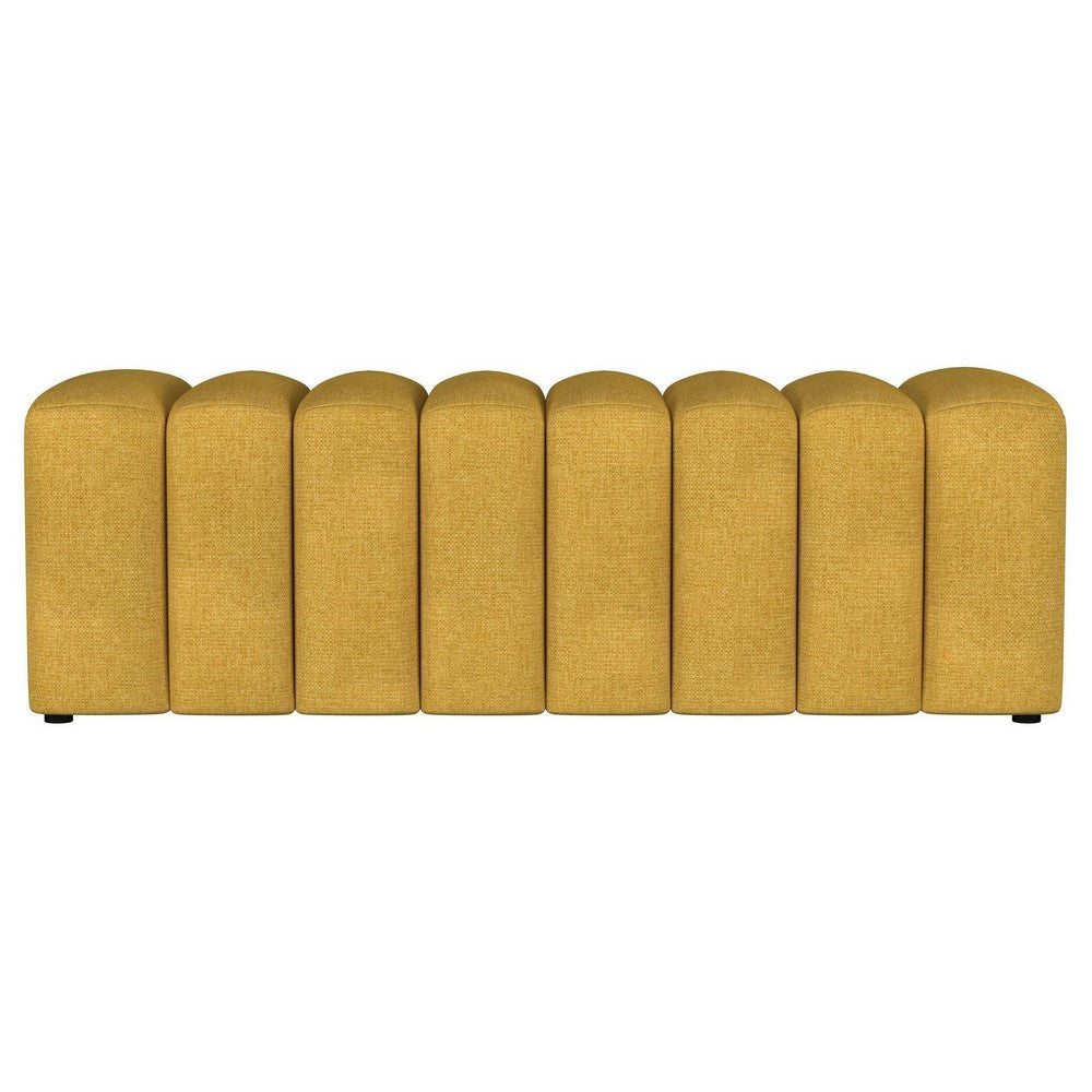 Benjara Sanna Accent Bench, Modern Channel Tufted Yellow Fabric, 54 Inch