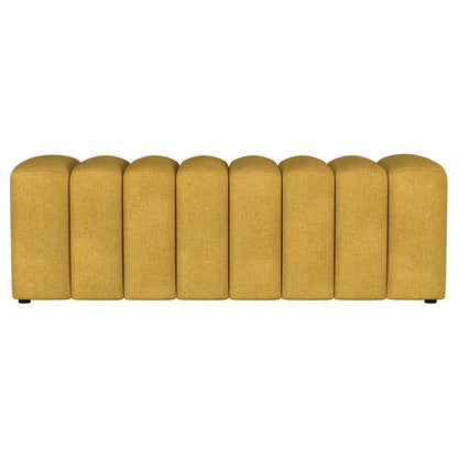 Benjara Sanna Accent Bench, Modern Channel Tufted Yellow Fabric, 54 Inch
