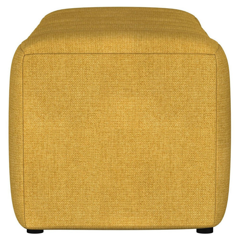 Benjara Sanna Accent Bench, Modern Channel Tufted Yellow Fabric, 54 Inch