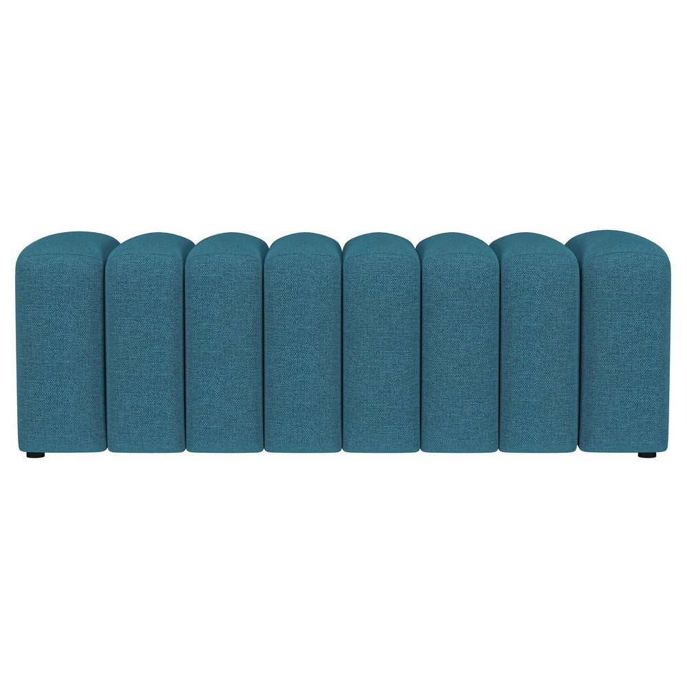 Benjara Sanna Accent Bench, Modern Channel Tufted Peacock Blue, 54 Inch