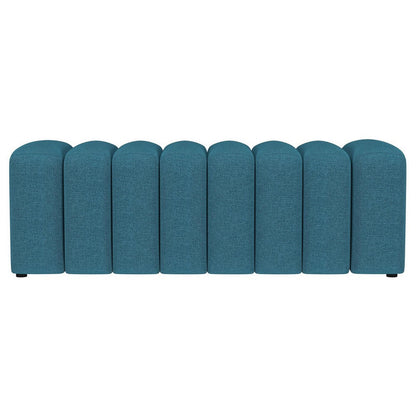 Benjara Sanna Accent Bench, Modern Channel Tufted Peacock Blue, 54 Inch