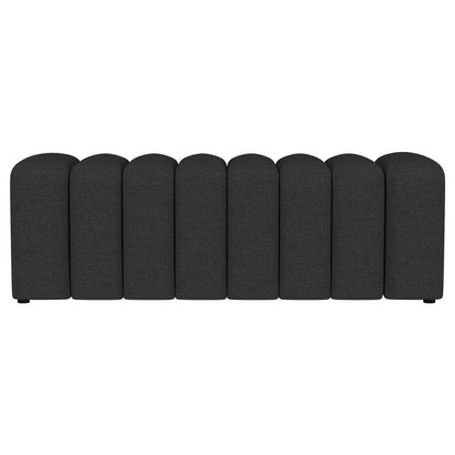 Benjara Sanna Accent Bench, Modern Channel Tufted Charcoal Black, 54 Inch