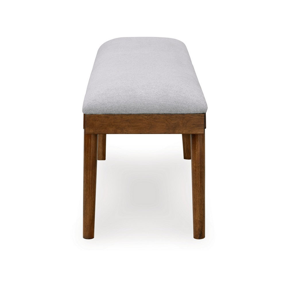 Benjara Jeyn Large Dining Room Bench, 59 Inch Brown Hardwood, Gray Polyester