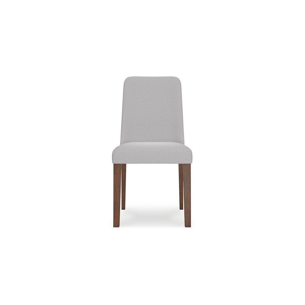 Benjara Jeyn Dining Side Chair Set of 2, Solid Hardwood, Light Gray Polyester