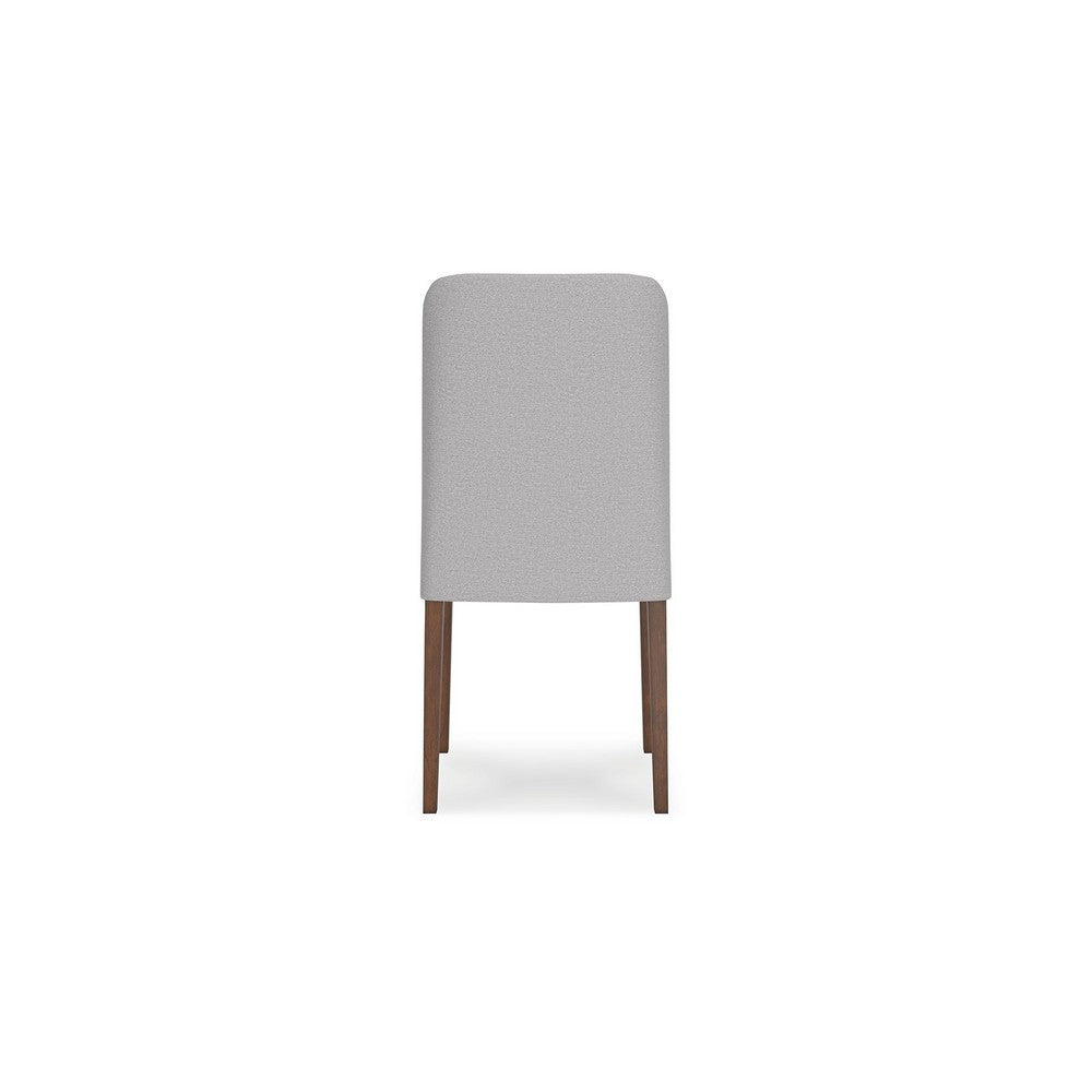 Benjara Jeyn Dining Side Chair Set of 2, Solid Hardwood, Light Gray Polyester