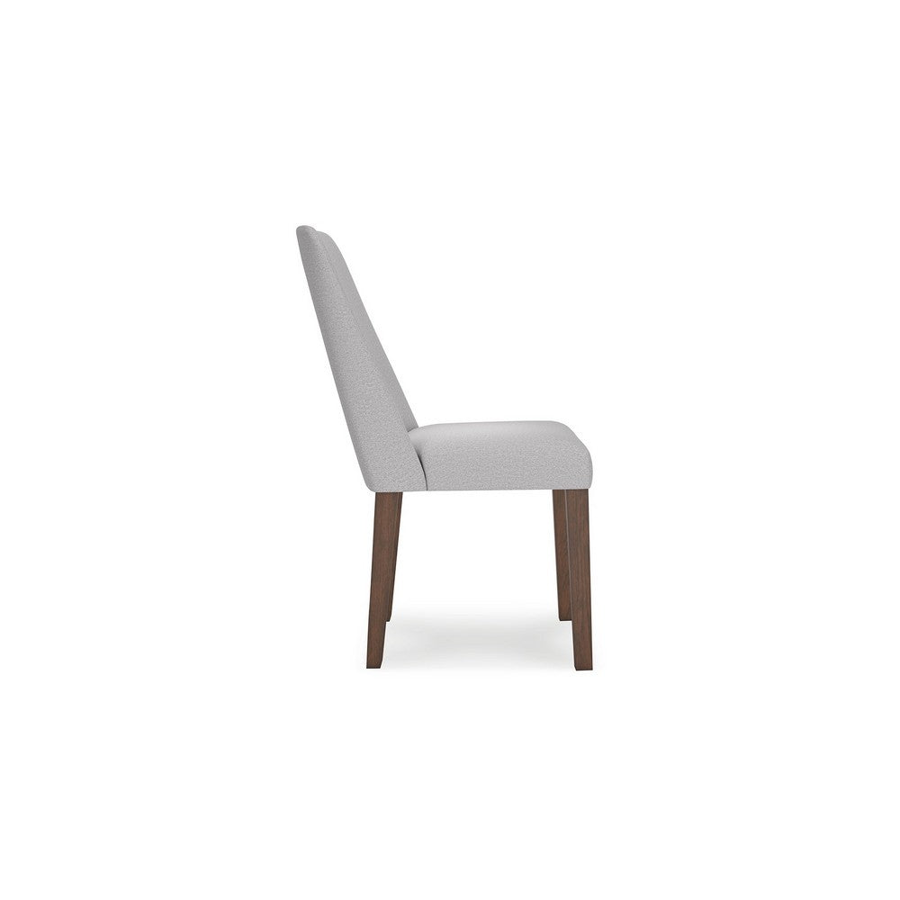 Benjara Jeyn Dining Side Chair Set of 2, Solid Hardwood, Light Gray Polyester