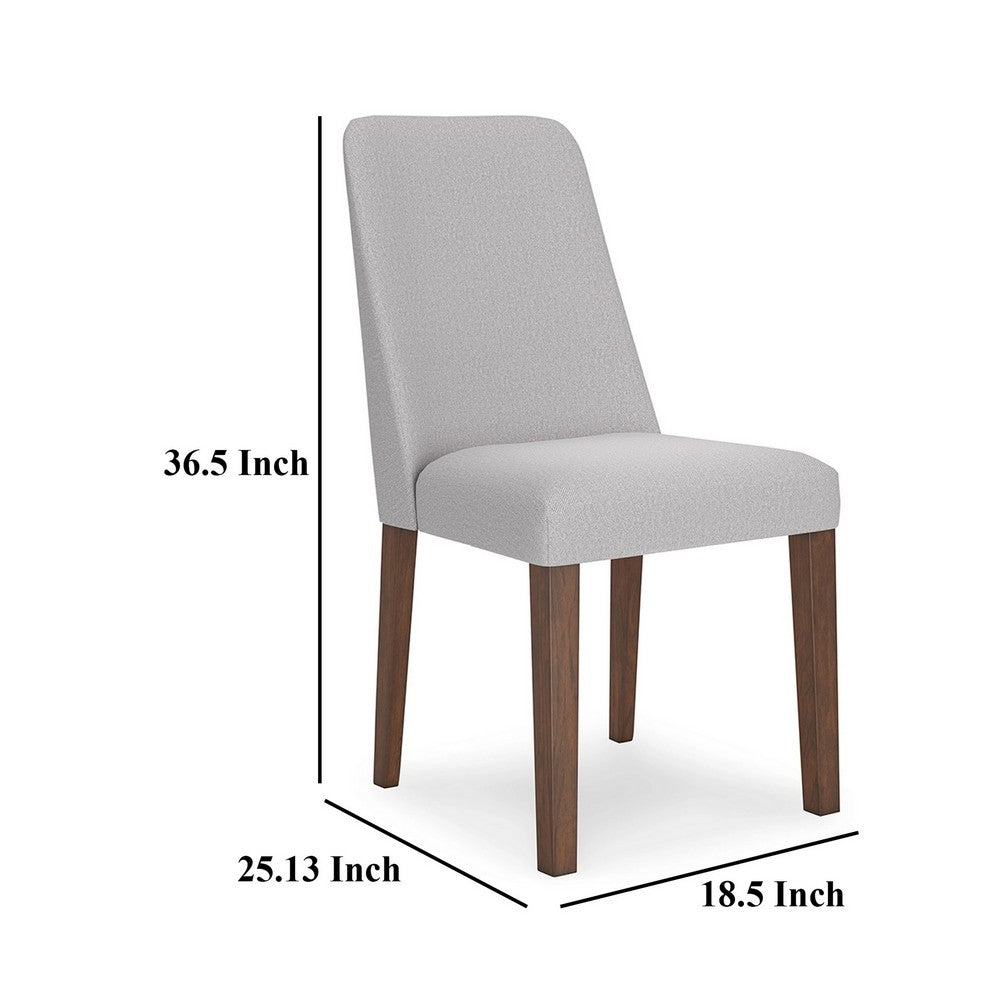 Benjara Jeyn Dining Side Chair Set of 2, Solid Hardwood, Light Gray Polyester