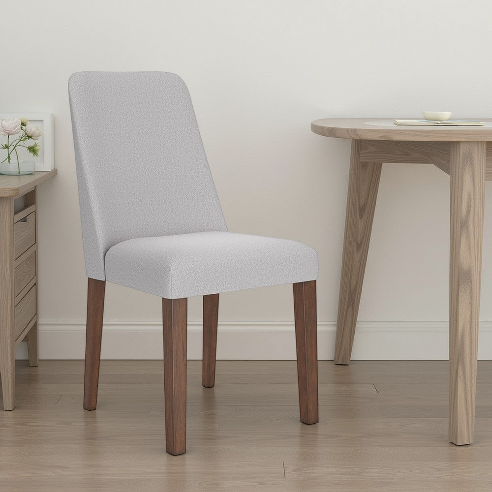 Benjara Jeyn Dining Side Chair Set of 2, Solid Hardwood, Light Gray Polyester