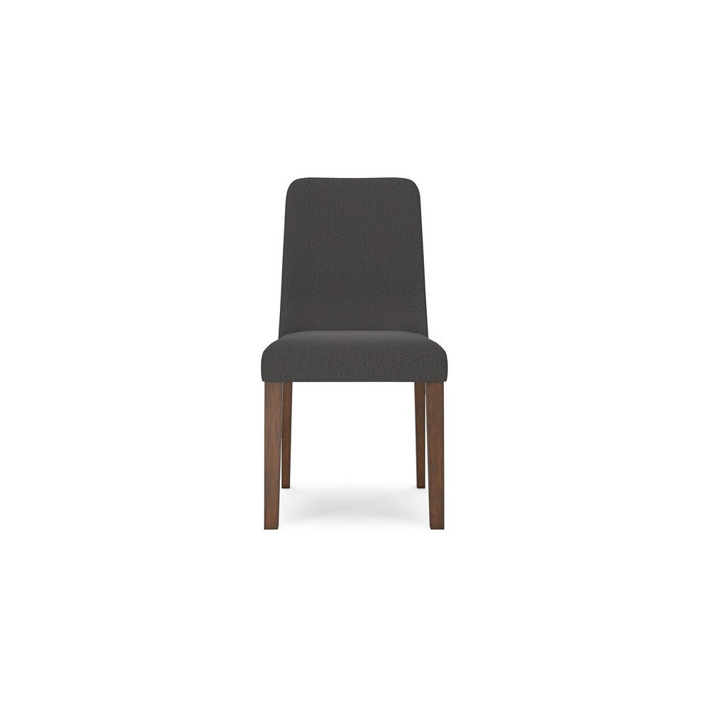Benjara Jeyn Dining Side Chair Set of 2, Solid Wood, Charcoal Gray Polyester